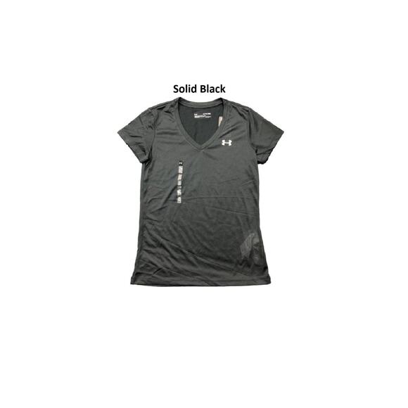 Under Armour Women's Tech 55V V-Neck Active Short Sleeve T-Shirt Black Size XS - Picture 1 of 5